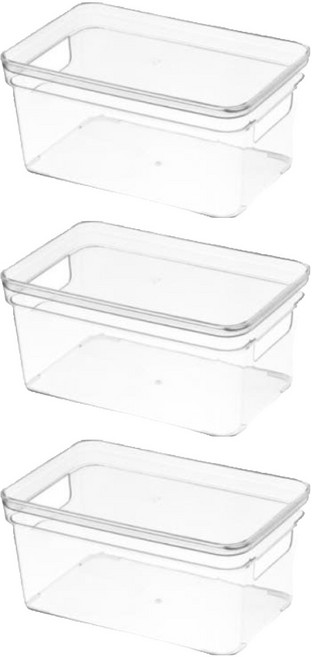 다용도 플라스틱 수납 정리 리빙박스, 투명, 3개