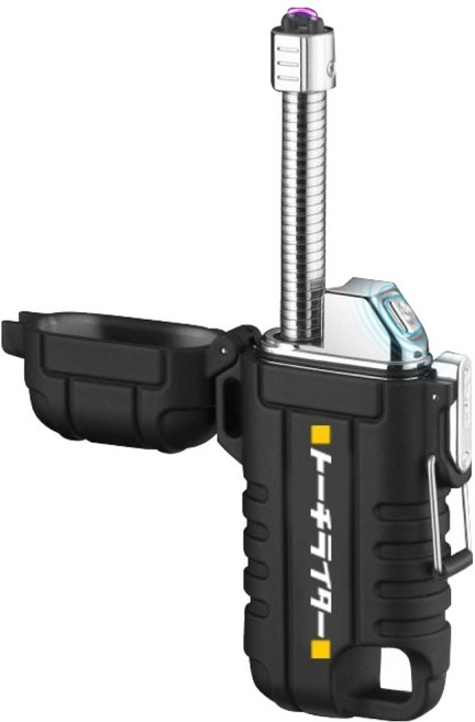 KEEP 플라즈마 자바라형 C타입 충전식 전기 라이터, 블랙, 1개