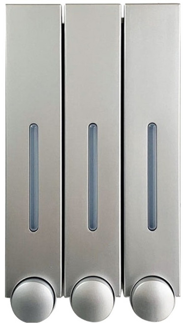 무타공 욕실 샴푸 바디워시 디스펜서 3구, 무광실버, 1개