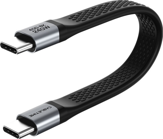 CABLETIME USB4 8K 40Gbps 240W C to C型扁平高速充電線 相容Thunderbolt 3 4 CU45B, 1個, 混合色, 13cm