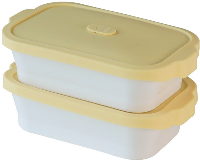 이우아여사 온기 밀프랩 전자레인지 도자기 찜기, 2개, 버터옐로우