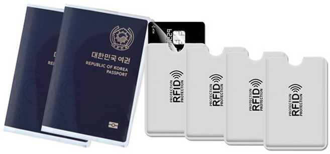 아펙토 투명 여권지갑 2p + RFID 차단 카드케이스 4p 세트