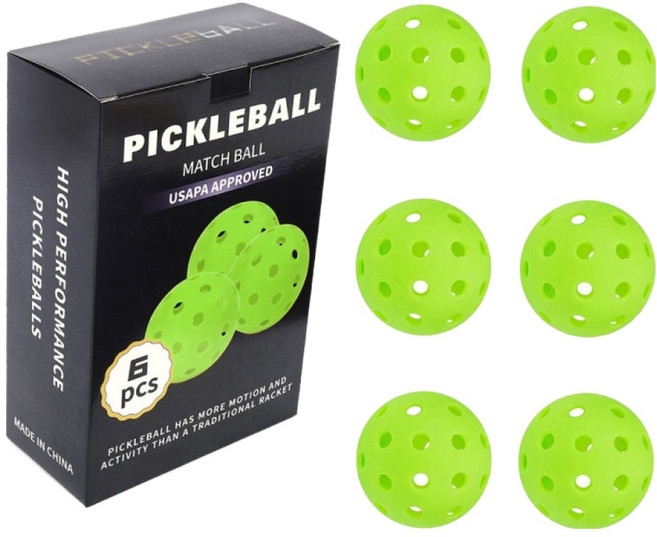 Pado Fitness 比賽用40孔匹克球 6入, 1個, 螢光