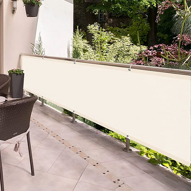 21C Trend Shield Guard 隱私保護 陽臺遮蔽網 露臺 頂樓 欄杆 住宅 圍牆 遮蔽物 戶外 圍籬 圍籬 遮蔽簾 遮陽網, 奶油色
