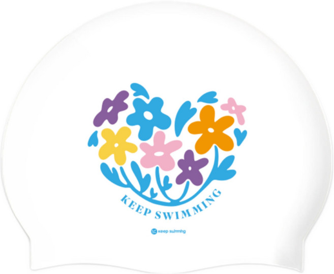 킵스위밍 러브플라워 실리콘수모, 1개, 화이트