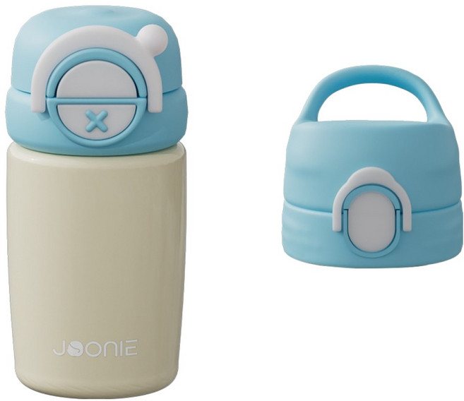 주니 2in1 스테인레스 빨대 텀블러+ 입모아컵 헤드 세트, 240ml, 1개, 블루