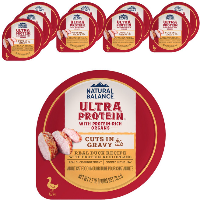 내추럴발란스 고양이 어덜트 울트라 프로틴 리얼 그레이비 레시피 컵, 76g, 10개, 오리