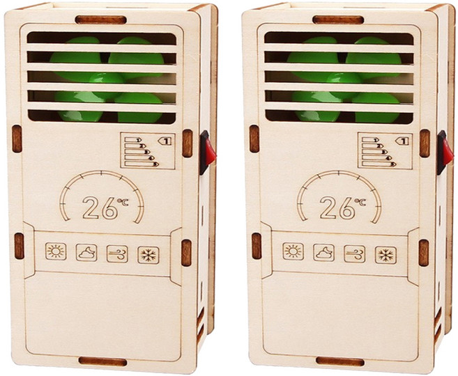 리브온 DIY 창의력 STEAM 목재 에어컨 입체퍼즐 57 x 45 x 132 mm, 혼합색상, 2개