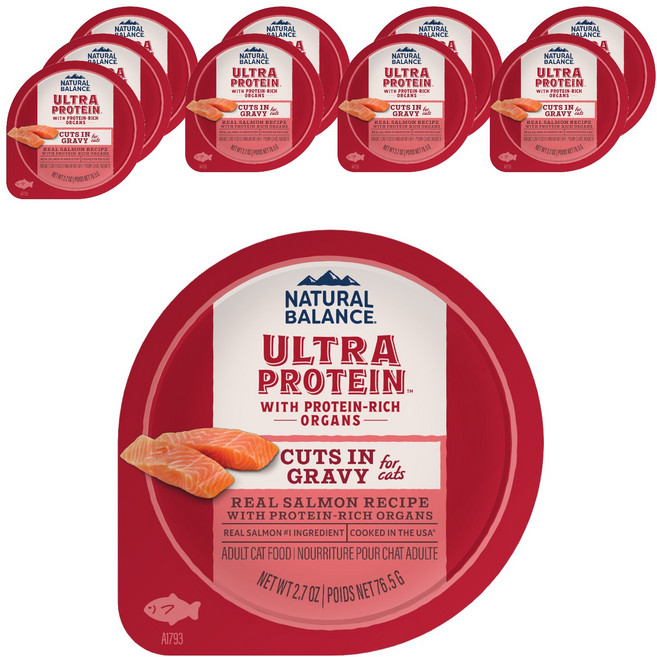 내추럴발란스 고양이 어덜트 울트라 프로틴 리얼 그레이비 레시피 컵, 76g, 10개, 연어
