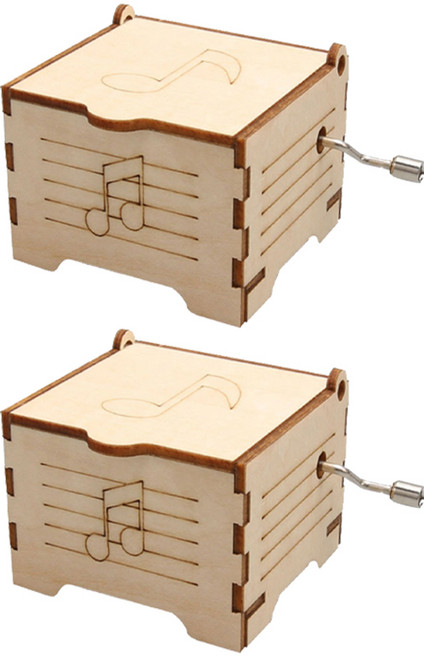 리브온 창의력 STEAM 수동 오르골 목재 만들기 9.5 x 6.5 x 4.5 cm, 혼합색상, 2개