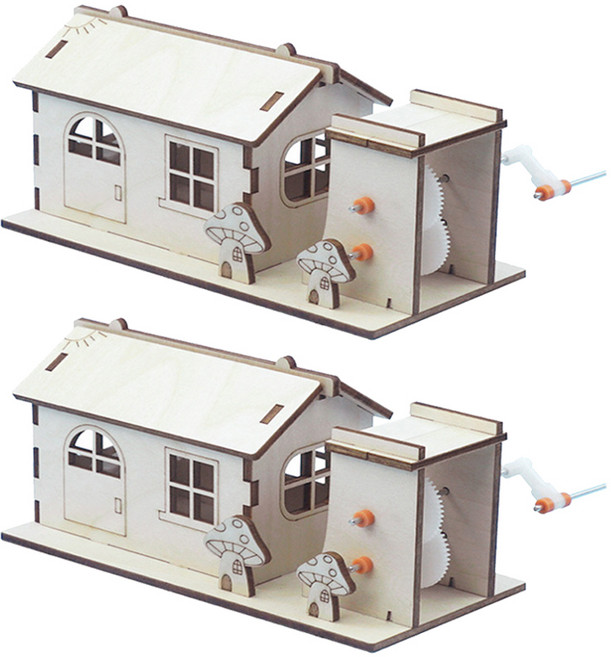 리브온 창의력 STEAM 목재 만들기 발전 오두막 138 x 67 x 67 mm, 혼합색상, 2개