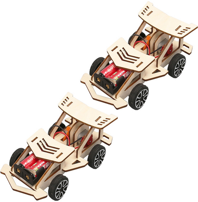 리브온 DIY 창의력 STEAM 목재 경주용 자동차 입체퍼즐 148 x 55 x 79 mm, 혼합색상, 2개