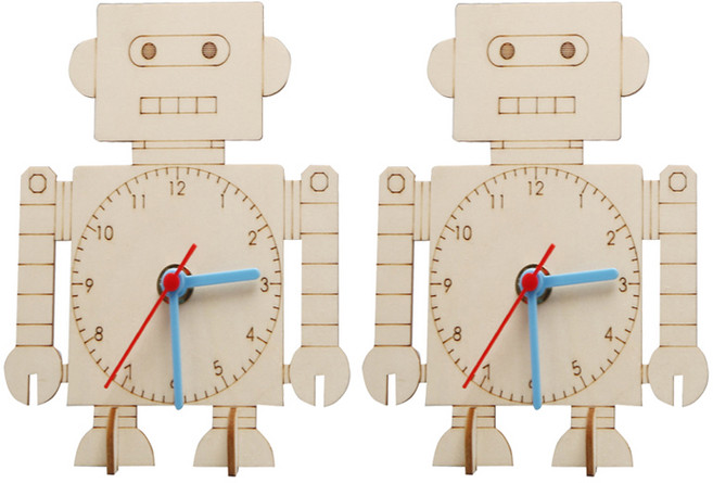 리브온 창의력 STEAM M182 로봇시계 목재 퍼즐 170 x 135 mm, 혼합색상, 2개