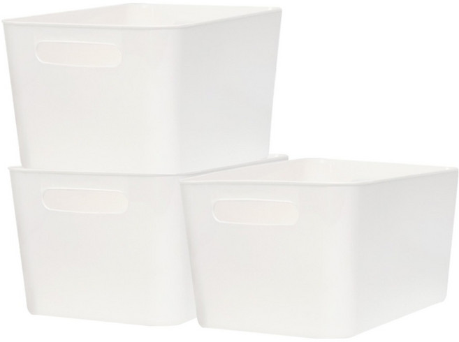 데일리블룸 오픈 펜트리 수납함 바스켓 정리 와이드, 화이트, 3개