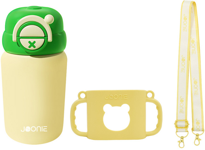 주니 2in1컵 240ml + 실리콘 컵홀더 + 스트랩 세트, 그린, 1세트