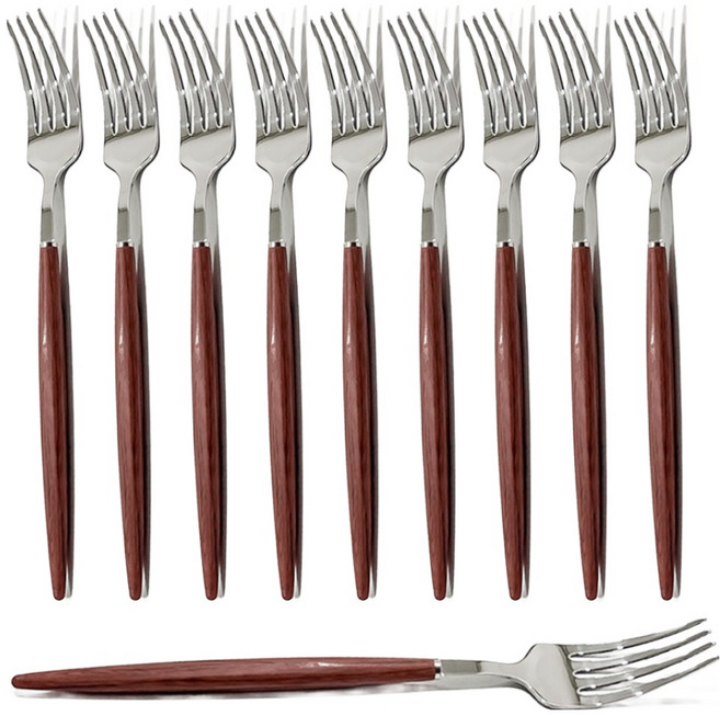 영수산업카멜 우드핸들 포크, 브라운, 10개