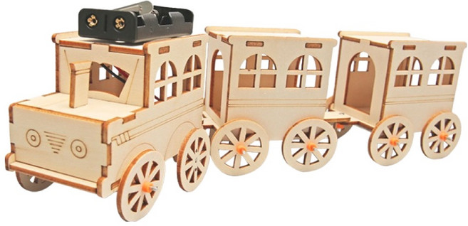 리브온 창의력 STEAM 목재 만들기 여객열차 입체퍼즐 300 x 80 x 100 cm, 혼합색상, 1개