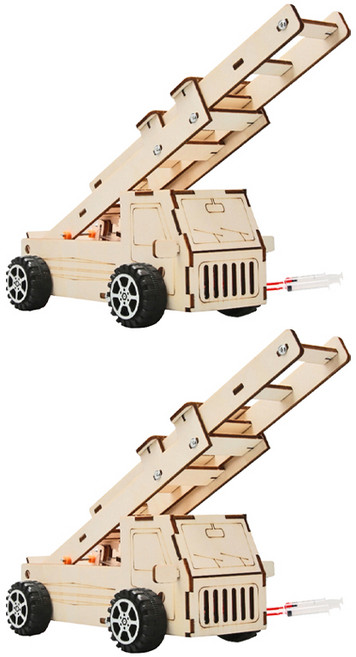 리브온 창의력 STEAM 목재 만들기 소방용 사다리차 160 x 80 x 155 mm, 혼합색상, 2개