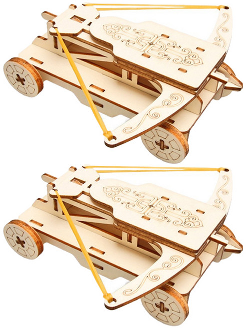 리브온 창의력 STEAM 목재 만들기 성을공격하는 쇠뇌차 입체퍼즐 135 x 150 x 54 mm, 혼합색상, 2개