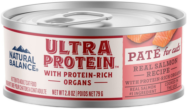 내추럴발란스 고양이 전연령 울트라 프로틴 리얼 파테 레시피 캔, 연어, 79g, 24개