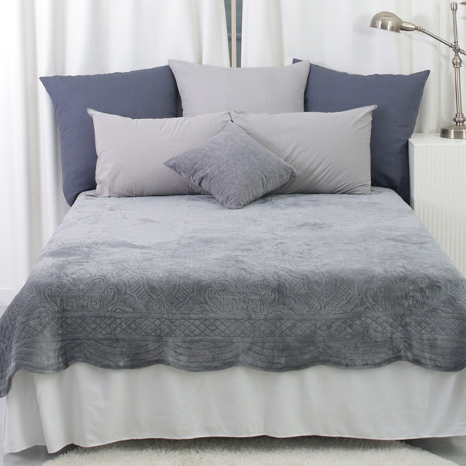 코지샵 프리미엄 극세사 자수 패드, 그레이