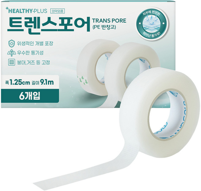 헬씨플러스 트렌스포어 반창고, 1개, 6개입