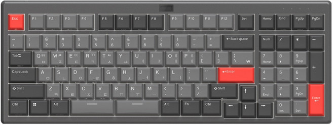 앱코 로우 프로파일 슬림 유무선 키보드, 무접점, LKN99 BT, Steel Gray