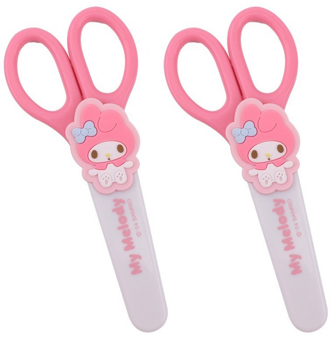 산리오 캐릭터 양손형 안전캡 가위, 2개, 마이멜로디