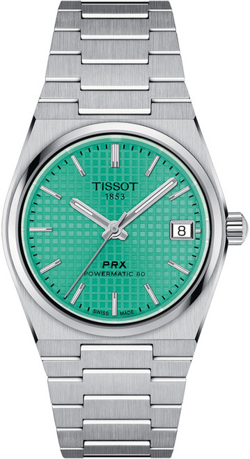TISSOT 天梭 女款 PRX 簡約復刻機械腕錶 T1372071109100 35mm