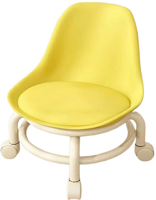 라이크스 이동식 작업 등받이 낮은 스툴 의자, 옐로우, 1개