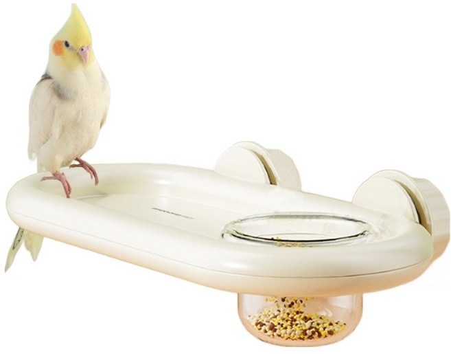 딩동펫 앵무새 스위프트 걸이형 트레이 모이통, 아이보리, 1개