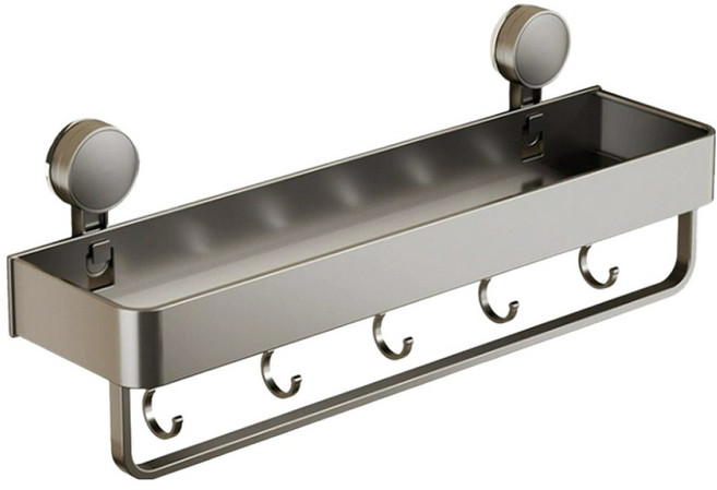 太空鋁壁掛調味罐置物架 吸盤系列, 1個, 太空鋁色