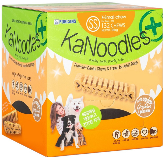 포켄스 강아지 간식 덴탈껌카누들 플러스 필로팩 SS 132p, 구강청결, 680g, 1개