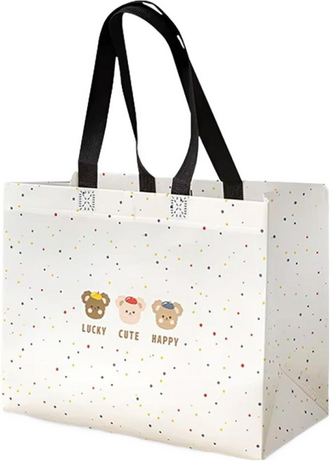 아이엔피 다용도 코팅 부직포 핸들 숄더백, 럭키해피베어, 10개