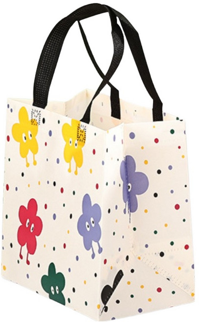 아이엔피 다용도 코팅 부직포 핸들 숄더백, 도트플라워, 10개