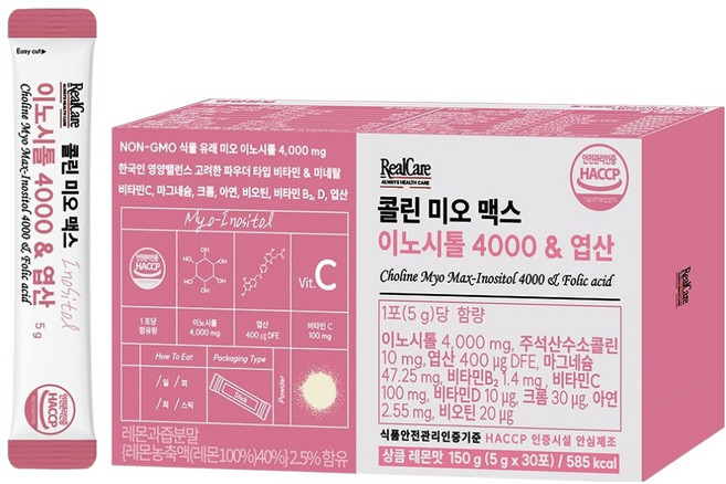 리얼케어 콜린 미오 맥스 이노시톨 4000 & 엽산, 150g, 1개