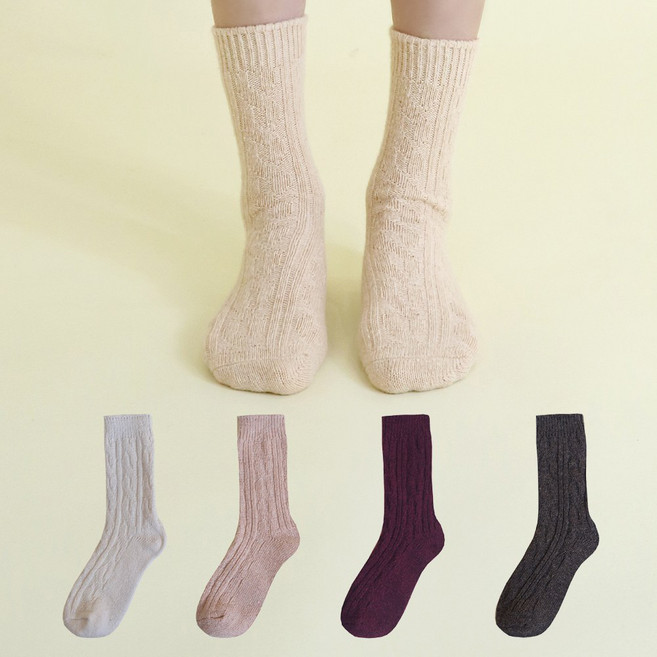 마이싹 여성용 웜 트위스트 겨울양말 4켤레