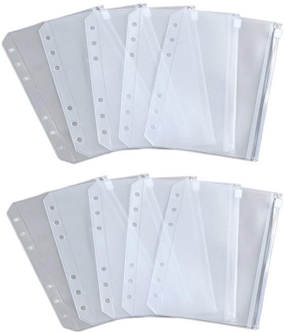 아트조이 A6 6공 다이어리 속지 현금 다용도 지퍼백, 10개, 1매