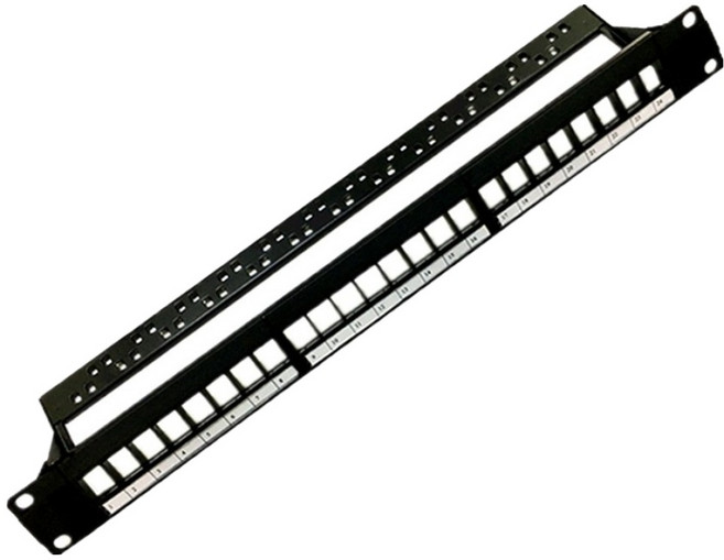 Neon 台灣霓虹 帶防塵蓋純銅鍍金RJ45雙頭直通跳線面板 24埠 Cat.6, 1個, 黑色, 48.3cm