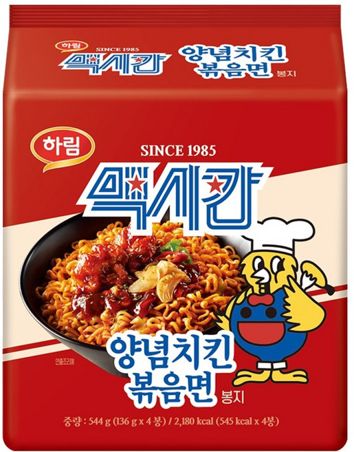 하림 맥시칸 양념치킨 볶음면 봉지 136g, 4개