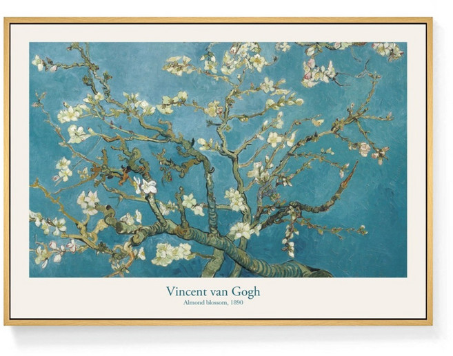 BOLUO GALLERY 菠蘿選畫所 梵谷 杏花 掛畫 30 x 40cm 木色 大師名作系列 花卉插畫 AVAR3406D