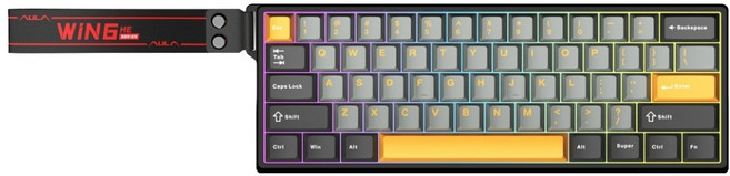 AULA 狼蛛 Win60HE Max 快速觸發 8K 電競有線無數字鍵盤, 金黑色, 靈魂紫軸