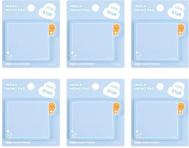 카카오프렌즈 리틀프렌즈 러블리 인덱스 점착 메모지, 라이언, 40매, 6개