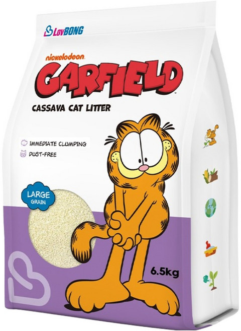 러봉 응고형 가필드 카사바 고양이 모래 퍼플 굵은입자, 6.5kg, 1개, 무향