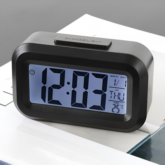 휴대용 미니 탁상용 디지털 시계 CD_FID_AL006B 2p, 블랙