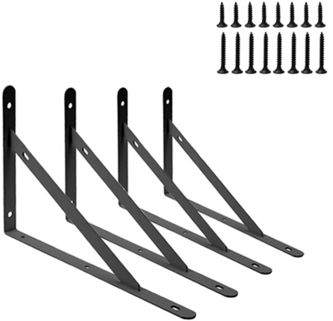 코너 꺽쇠 삼각 브라켓 4p + 나사못 16p 세트 250mm, 블랙, 1세트