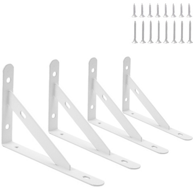 코너 꺽쇠 삼각 브라켓 4p + 나사못 16p 세트 150mm, 화이트, 1세트