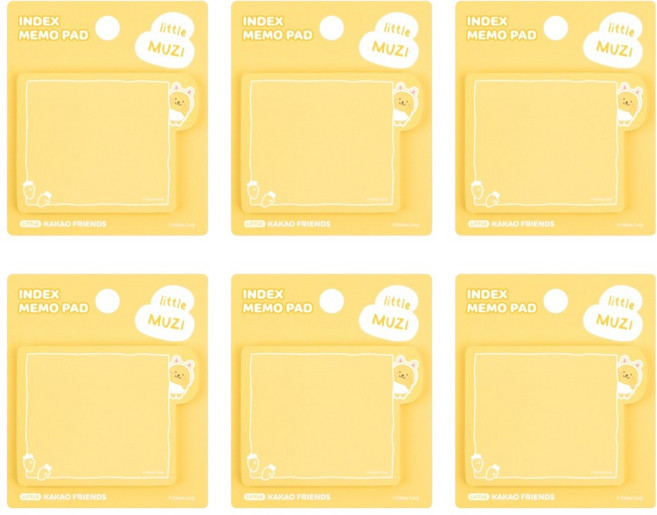 카카오프렌즈 리틀프렌즈 러블리 인덱스 점착 메모지, 무지, 40매, 6개