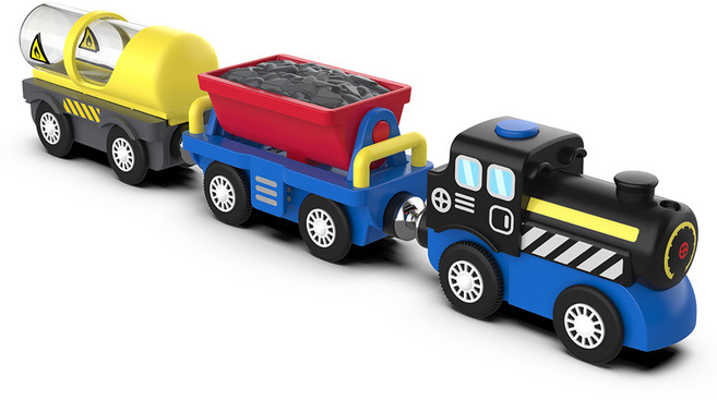 미카포트 화물운반 전동 기차 작동완구, 혼합색상, 1개