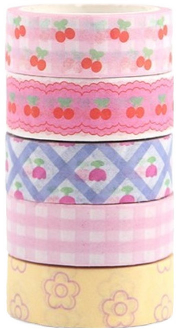 투데이리빙 디자인 패턴 마스킹 테이프 5종 세트 1.5cm x 5m CD_OST_AL066Q, 혼합색상, 1세트
